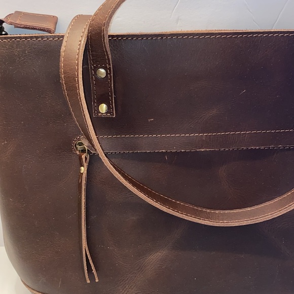 New! Women's Vintage Genuine Leather Shoulder Bag Work Totes Handbag, Dark Brown - Picture 11 of 16